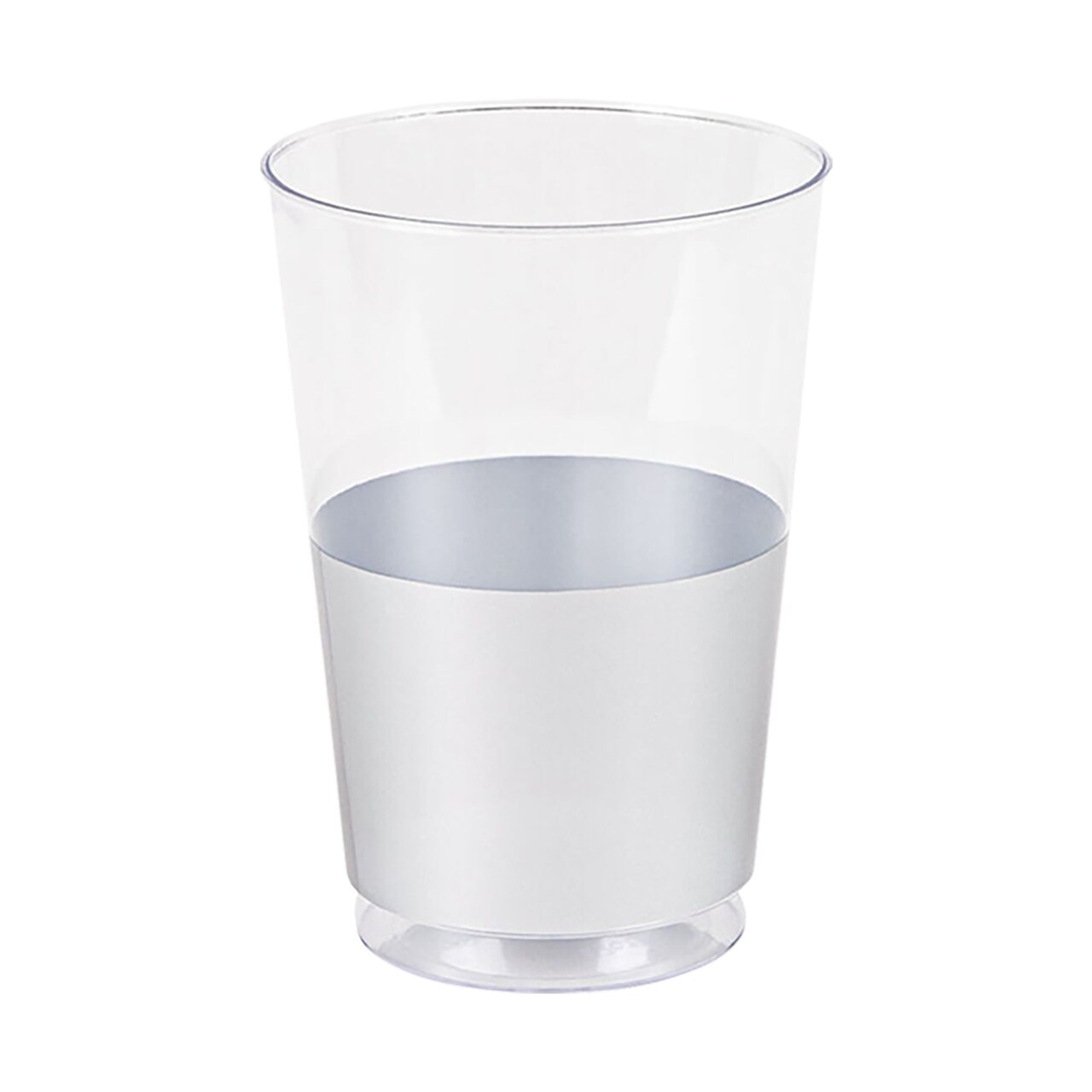 Clear with Metallic Silver Thick Bottom Round Disposable Plastic Tumblers - 12 oz. (240 Cups)